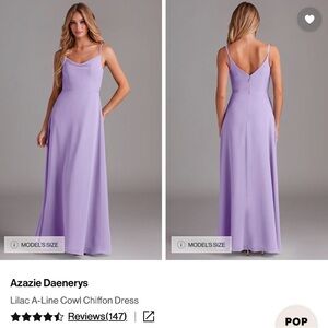 Azazie Light Blue A-Line Cowl Chiffon Dress